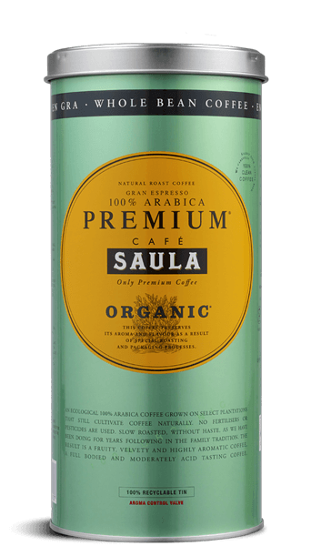 Café grano natural arábica ecológico Saula 500 g.