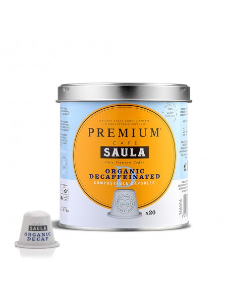 Compostable capsules with organic decaffeinated coffee. Nespresso® Compatible