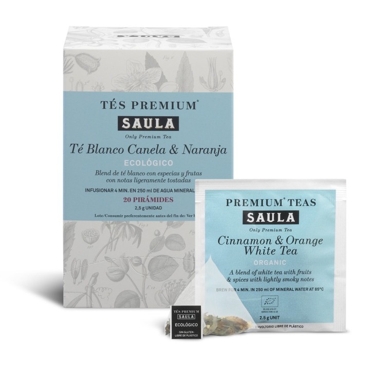 Té Blanco Canela & Naranja ecológico Pirámides 20ud.