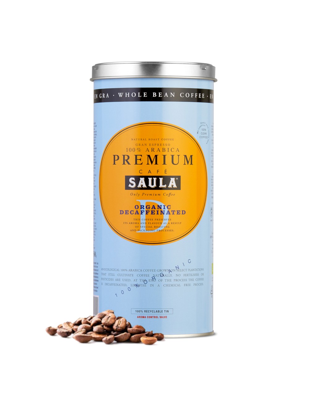 Gran Espresso Premium Ecológico Descafeinado Grano 500g.