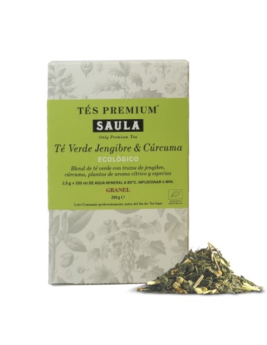 Té Verde Jengibre y Cúrcuma Ecológico Caja 200g.