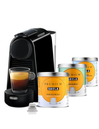 CAFETERA DE'LONGHI ESSENZA MINI + PACK GRATIS CÁPSULAS SAULA PREMIUM PARA  NESPRESSO SYSTEM