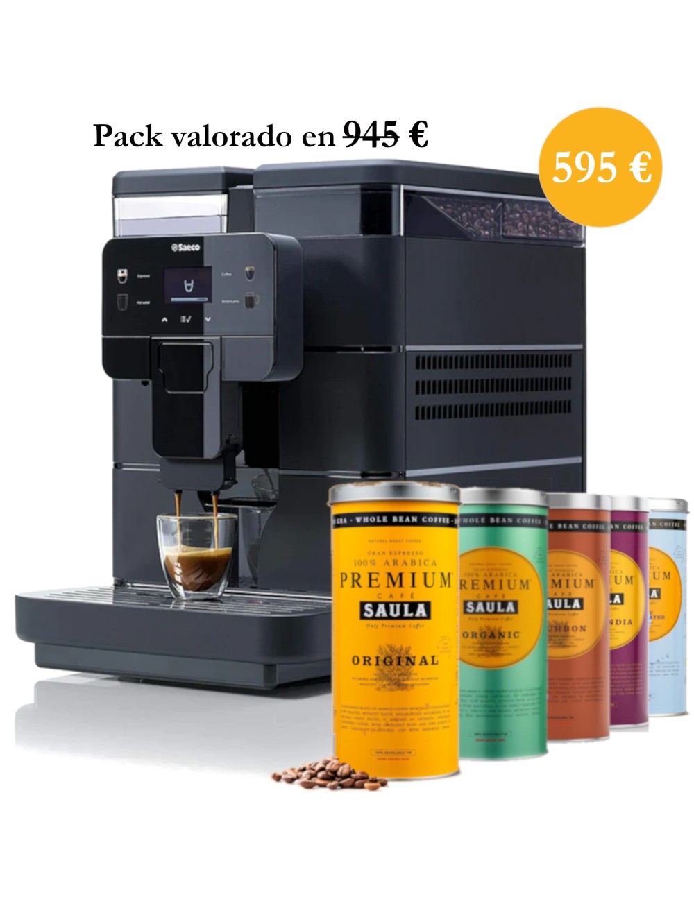 Pack degustación PREMIUM SAULA ARABICA 100% GRANO 500 GRAMOS.